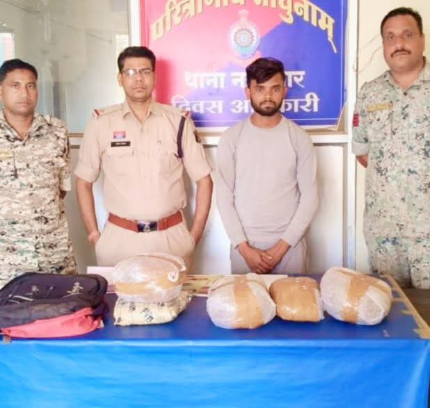 छत्तीसगढ़ में बड़ा ड्रग्स पकड़ाया’ दो पिट्ठू बैग में 5.265 किलो गांजा बरामद, MP का तस्कर गिरफ्तार—ओडिशा से बस्तर होते ले जा रहा था माल