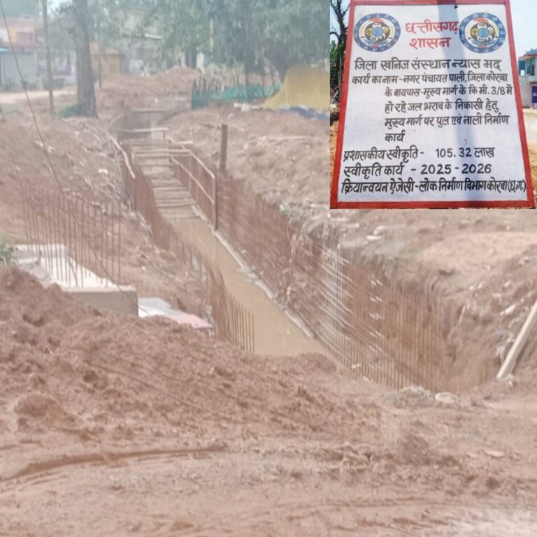 105.32 लाख रुपए का जलनिकासी योजना अधूरा : नाली निर्माण का काम कछुआ गति से, ठेकेदार की सुस्ती फिर न पड़ जाए भारी