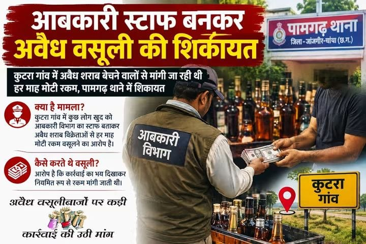 CG NEWS: कुटरा गांव में आबकारी स्टाफ बनकर अवैध वसूली का आरोप, पामगढ़ थाने में शिकायत