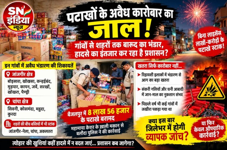 जांजगीर-चांपा जिले में पटाखों के अवैध कारोबार का जाल! गांवों से शहरों तक बारूद का भंडार, हादसे का इंतजार कर रहा है प्रशासन?
